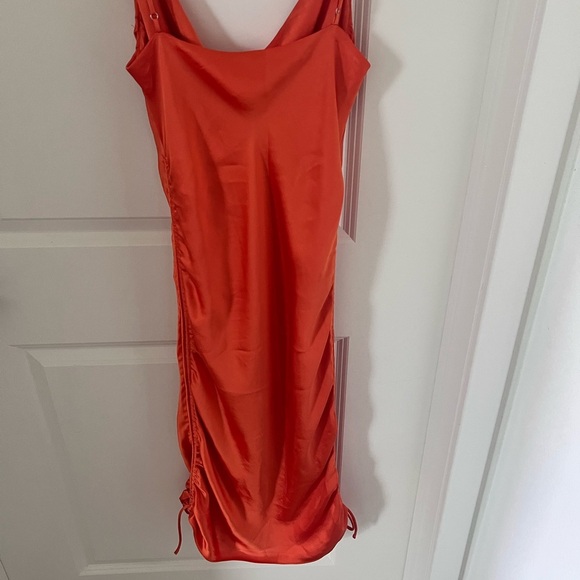Sleek Orange Satin Slip Mini Dress Size Large - Picture 7 of 10
